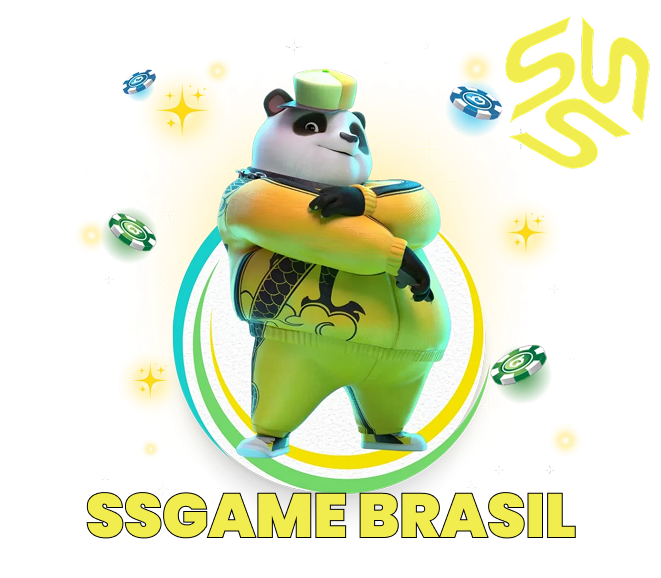 Mascote oficial da SSGAME com o texto SSGAME BRASIL em destaque