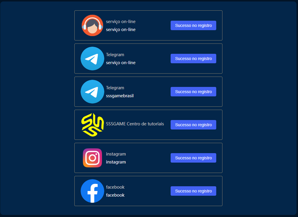 Imagem mostrando as formas de contato com o suporte da plataforma SSSGAME, incluindo chat ao vivo, e-mail e telefone