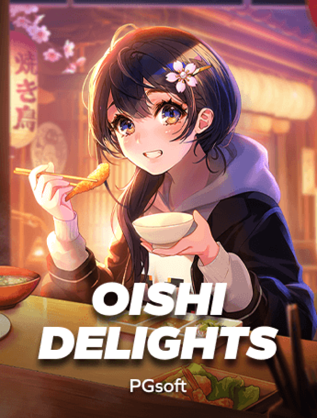 Capa do jogo Oishi Delights da SSSGAME Casino com tema culinário e elementos japoneses
