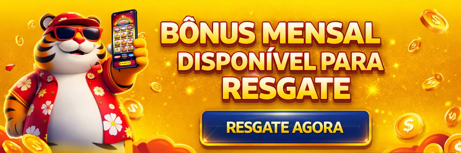 Banner da SSSGAME com bônus mensal disponível para resgate e mascote Fortune Tiger